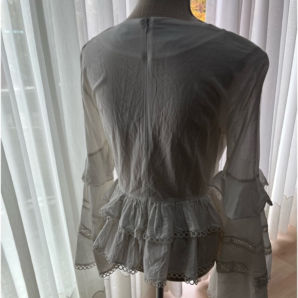 2 beautiful shirts. White shirt with bell sleeves the buckle shirt size small - Picture 3 of 9